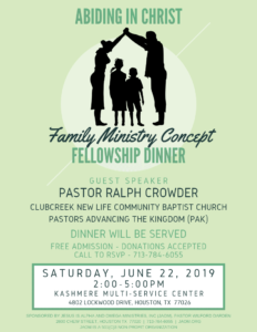 Summer 2019 Family Ministry Concept Dinner Flyer